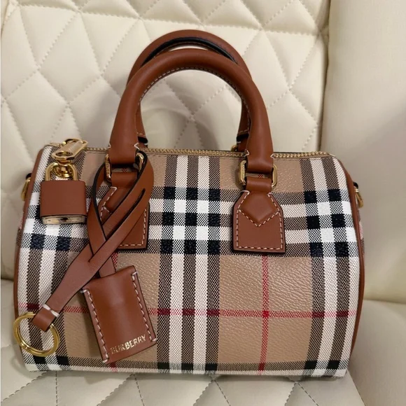 Burberry Tan and Brown Checkered Satchel - Picture 4 of 6